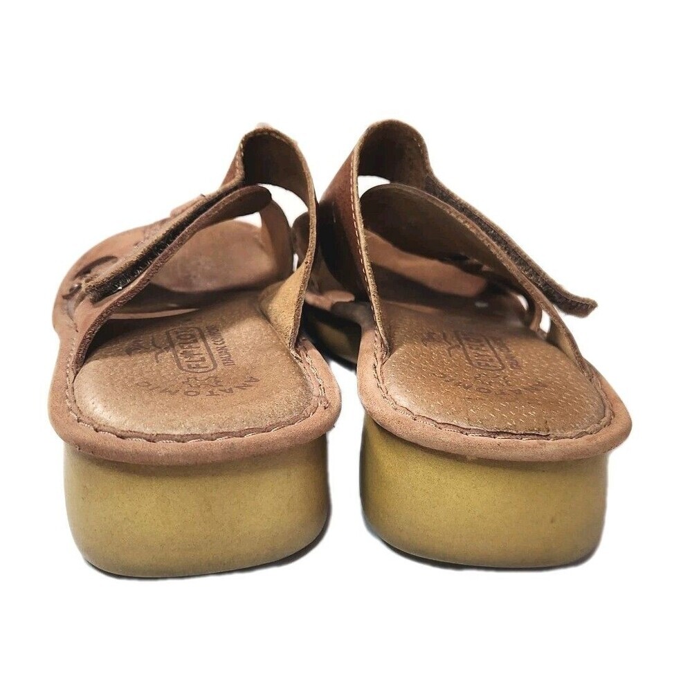 Fly Flot Italian Brown Leather Slip-On Orthopedic Sandals Comfort SZ 7 - Picture 4 of 11